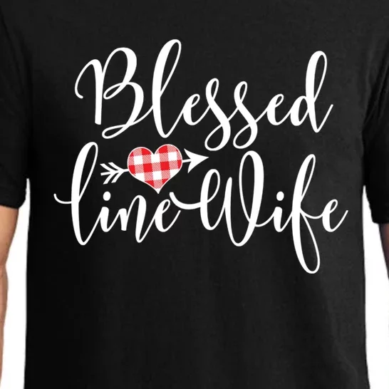 Blessed Linewife Red White Plaid Heart Line Wife Gift Pajama Set