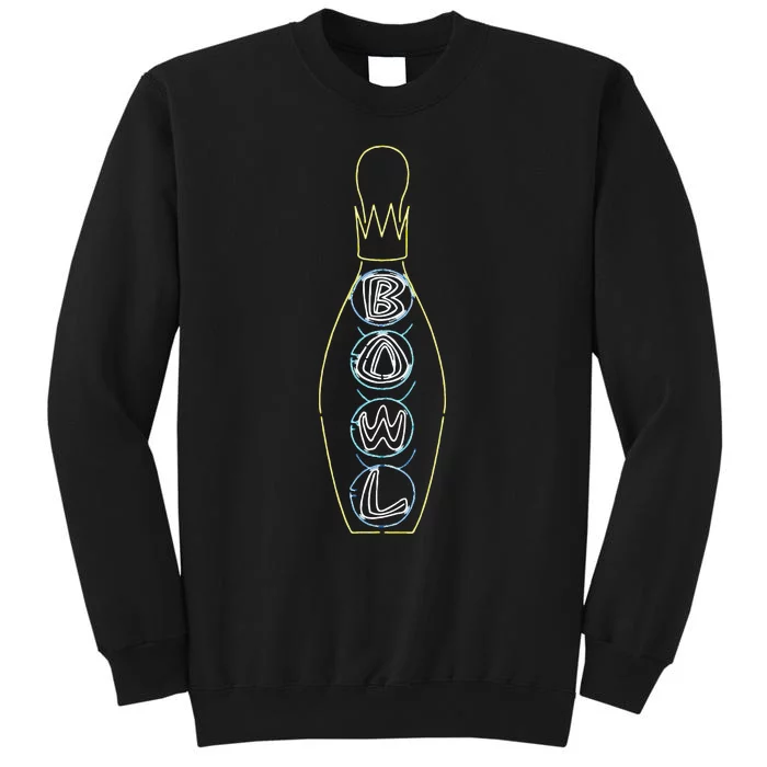 Big Lebowski Retro Neon Crown Bowling Pin Graphic Tall Sweatshirt