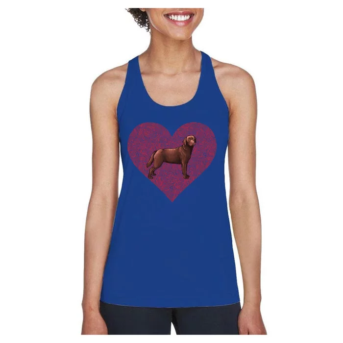 Brown Labrador Retriever Valentines Day Dog Love Fingerprint Gift Women's Racerback Tank