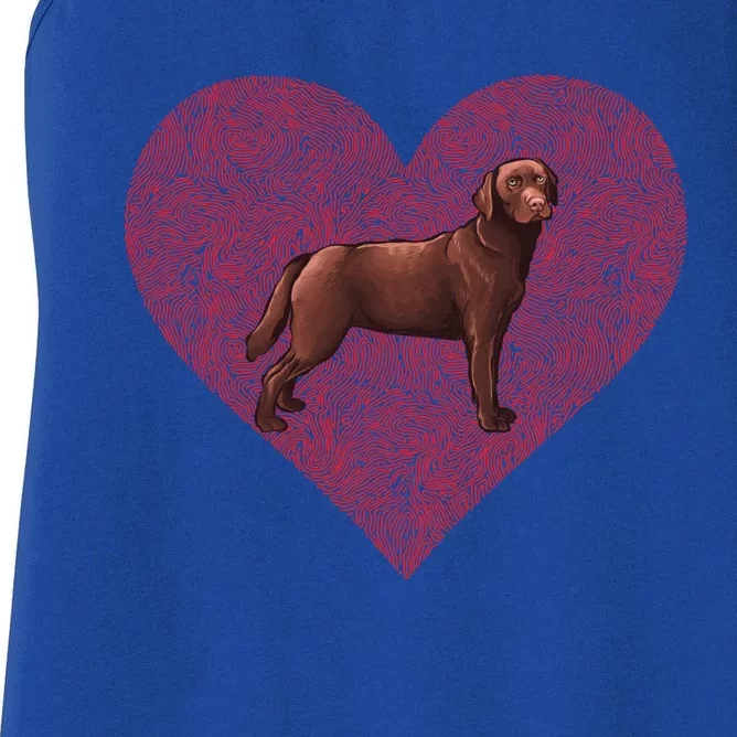 Brown Labrador Retriever Valentines Day Dog Love Fingerprint Gift Women's Racerback Tank