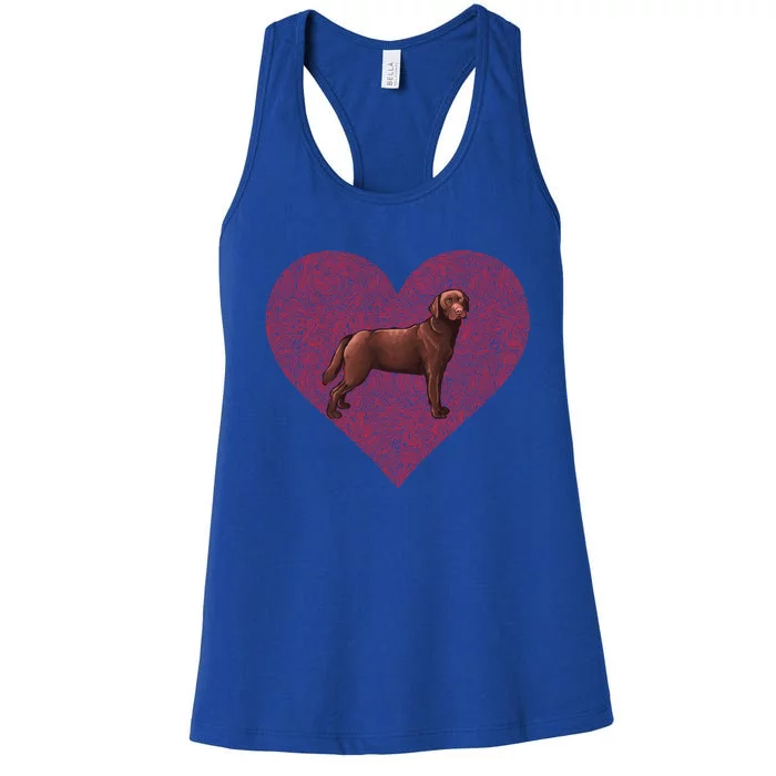 Brown Labrador Retriever Valentines Day Dog Love Fingerprint Gift Women's Racerback Tank