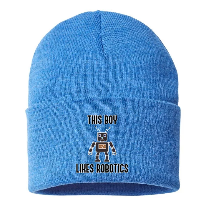 Boy Likes Robots Ironic Robotical Engineering Gift Sustainable Knit Beanie