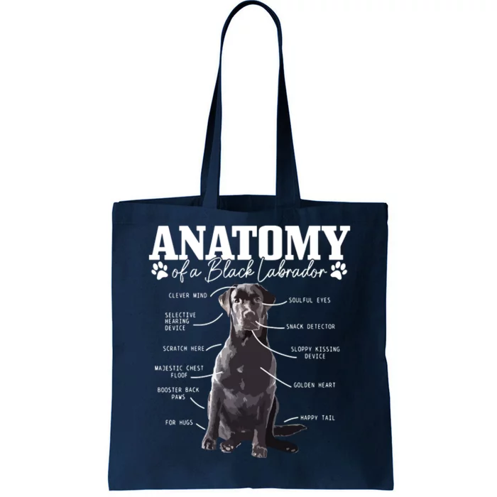 Black Labrador Retriever Anatomy Funny Cute Dog Mom Dad Tote Bag