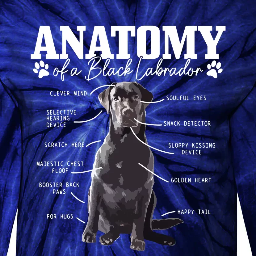 Black Labrador Retriever Anatomy Funny Cute Dog Mom Dad Tie-Dye Long Sleeve Shirt