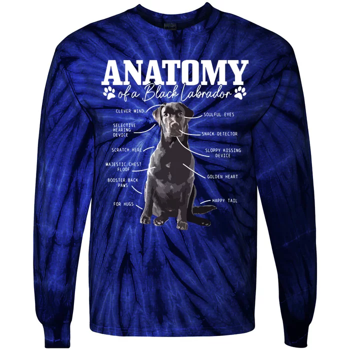 Black Labrador Retriever Anatomy Funny Cute Dog Mom Dad Tie-Dye Long Sleeve Shirt