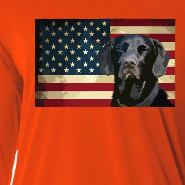 Black Labrador Retriever Gifts American Flag Men Women Lab Cooling Performance Long Sleeve Crew