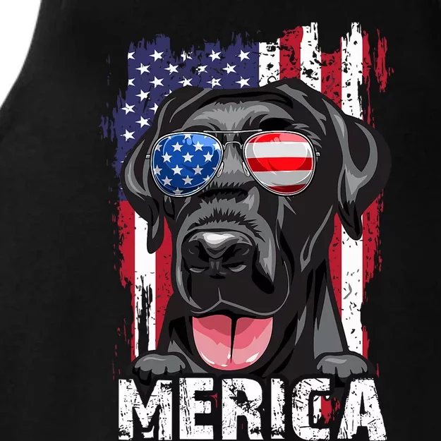 Black Labrador Retriever 4th Of July Merica Usa Flag Lab Dog Ladies Tri-Blend Wicking Tank