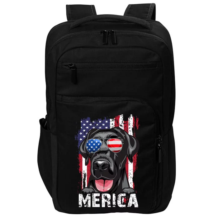 Black Labrador Retriever 4th Of July Merica Usa Flag Lab Dog Impact Tech Backpack