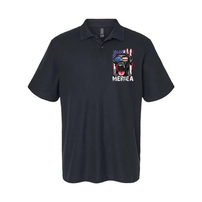 Black Labrador Retriever 4th Of July Merica Usa Flag Lab Dog Softstyle Adult Sport Polo