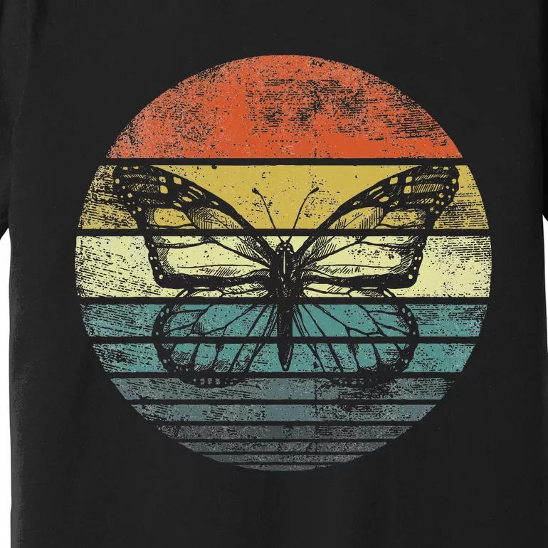 Butterfly Lover Retro Sunset Insect Monarch Entomology Premium T-Shirt