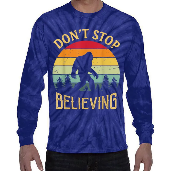 Bigfoot Lovers Retro Vintage DonT Stop Believing Bigfoot Tie-Dye Long Sleeve Shirt