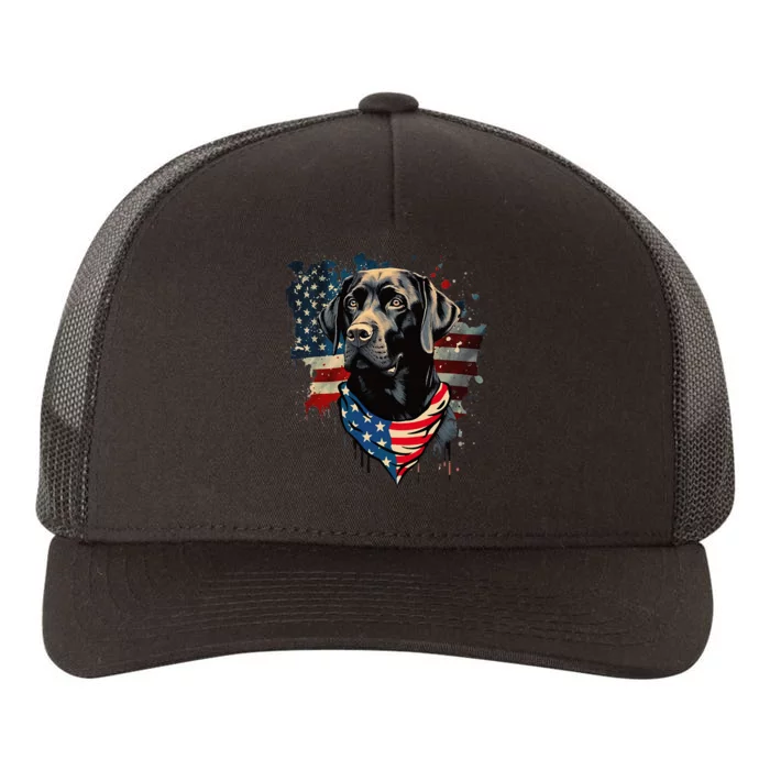 Black Labrador Retriever USA Flag Lab Dog Lover Gifts Yupoong Adult 5-Panel Trucker Hat