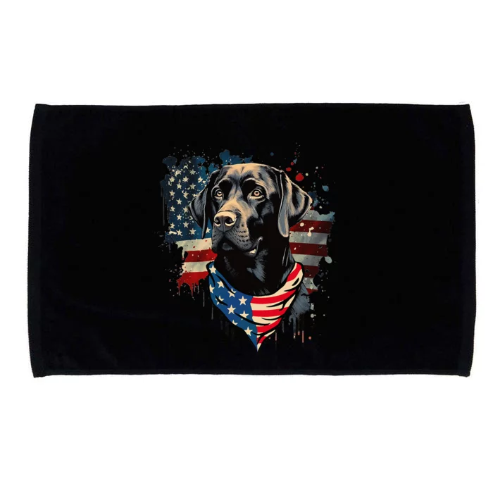 Black Labrador Retriever USA Flag Lab Dog Lover Gifts Microfiber Hand Towel