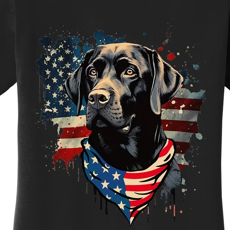 Black Labrador Retriever USA Flag Lab Dog Lover Gifts Women's T-Shirt