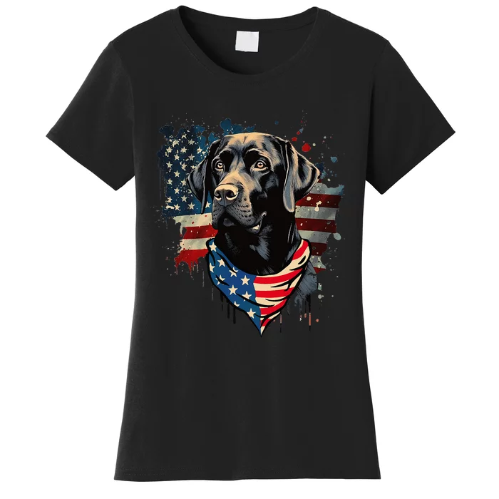 Black Labrador Retriever USA Flag Lab Dog Lover Gifts Women's T-Shirt