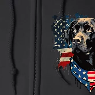 Black Labrador Retriever USA Flag Lab Dog Lover Gifts Full Zip Hoodie