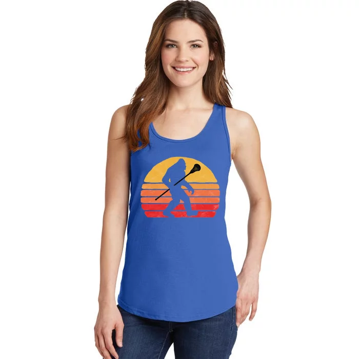 Bigfoot Lacrosse Stick Vintage Surf Sun Funny Lax Gift Ladies Essential Tank