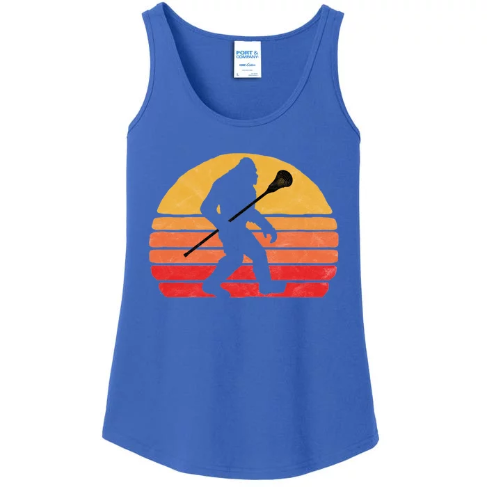 Bigfoot Lacrosse Stick Vintage Surf Sun Funny Lax Gift Ladies Essential Tank