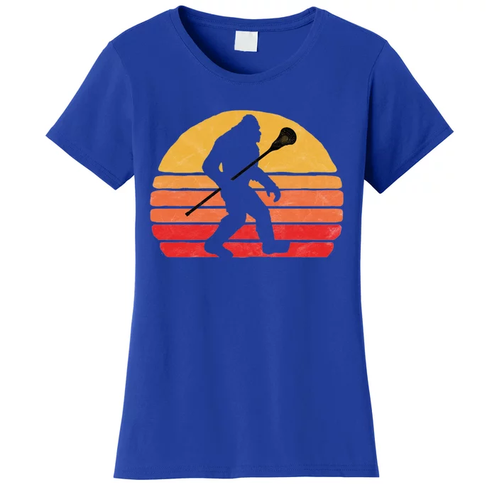 Bigfoot Lacrosse Stick Vintage Surf Sun Funny Lax Gift Women's T-Shirt