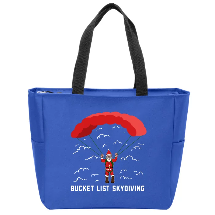 Bucket List Skydiving Skydiver Santa Skydive Christmas Cool Gift Zip Tote Bag