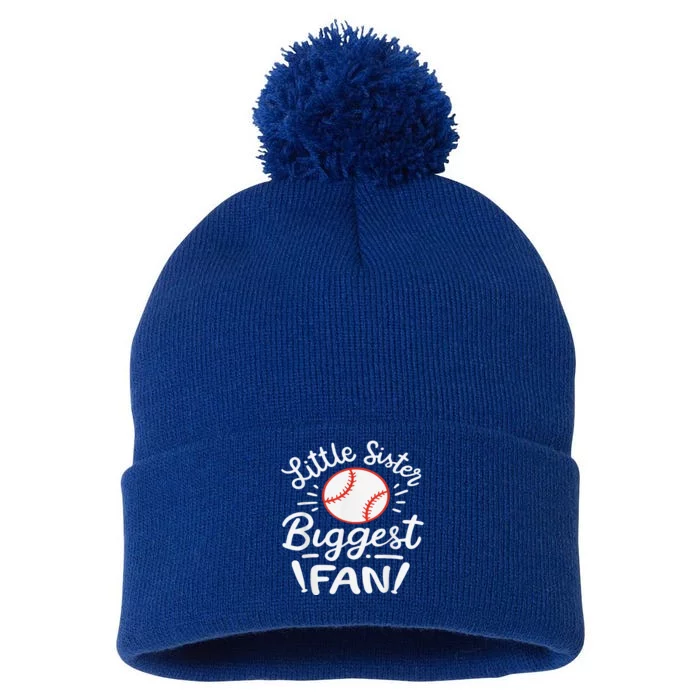 Baseball Little Sister Biggest Fan Pom Pom 12in Knit Beanie