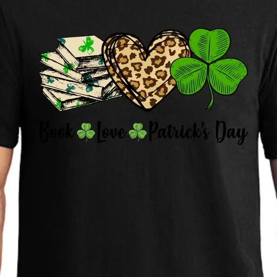 Book Love Shamrock Leopard Heart Book Lover St Patrick's Day Gift Pajama Set