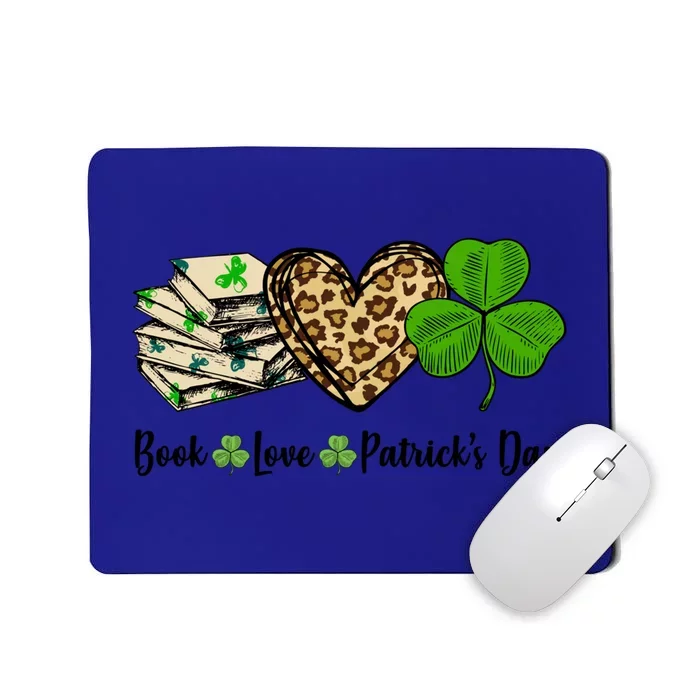 Book Love Shamrock Leopard Heart Book Lover St Patrick's Day Gift Mousepad