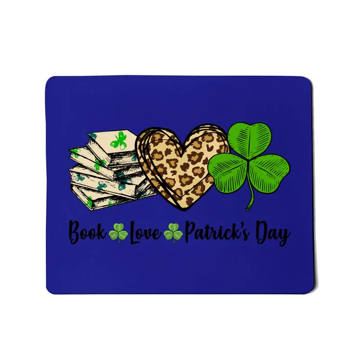 Book Love Shamrock Leopard Heart Book Lover St Patrick's Day Gift Mousepad