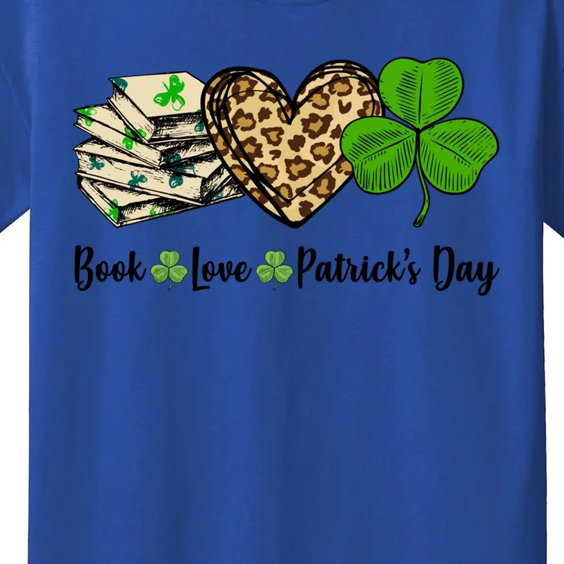 Book Love Shamrock Leopard Heart Book Lover St Patrick's Day Gift Kids T-Shirt