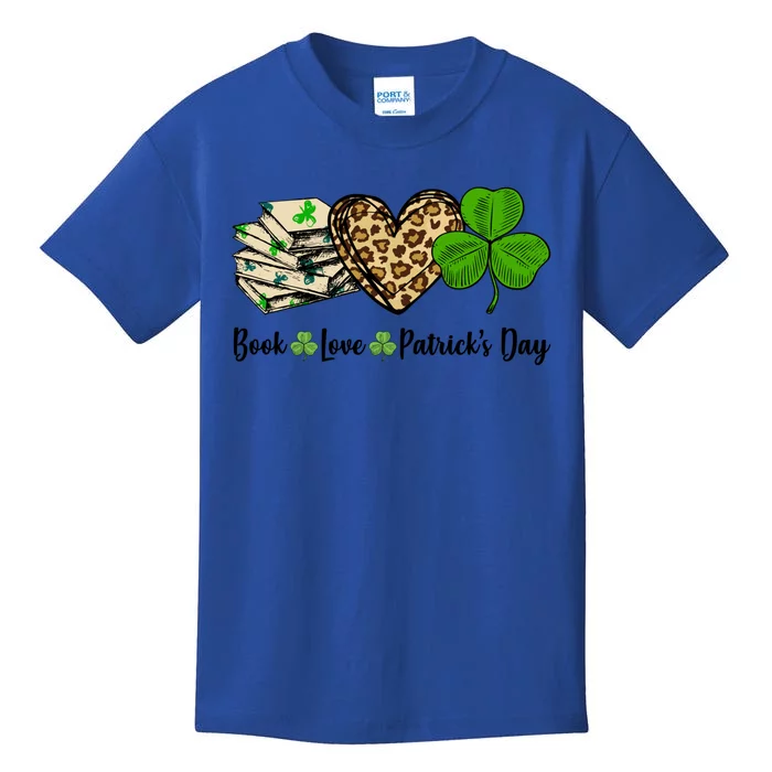 Book Love Shamrock Leopard Heart Book Lover St Patrick's Day Gift Kids T-Shirt