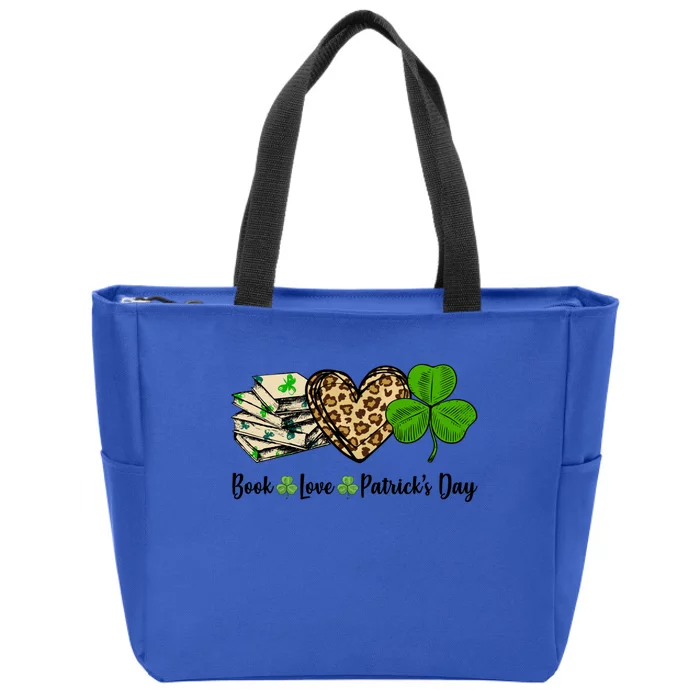 Book Love Shamrock Leopard Heart Book Lover St Patrick's Day Gift Zip Tote Bag