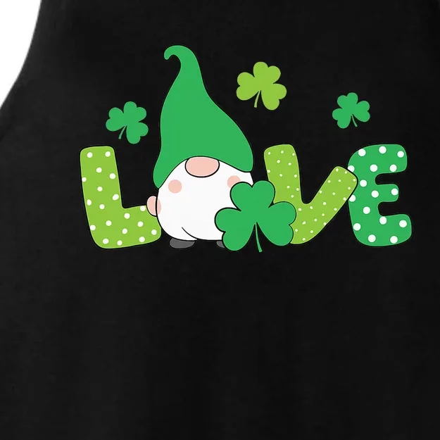 Bleached LOVE St Patricks Day Gnomes Shamrock Ladies Tri-Blend Wicking Tank