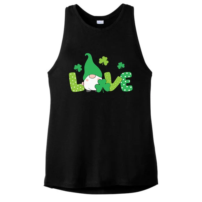 Bleached LOVE St Patricks Day Gnomes Shamrock Ladies Tri-Blend Wicking Tank