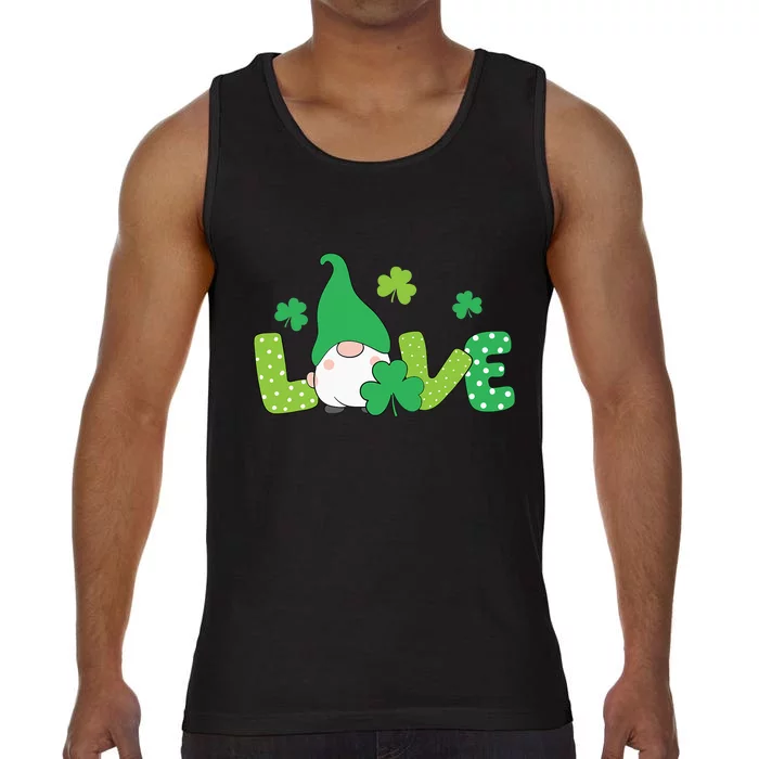 Bleached LOVE St Patricks Day Gnomes Shamrock Comfort Colors® Tank Top