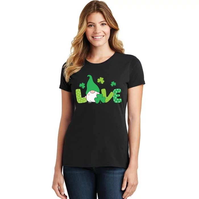 Bleached LOVE St Patricks Day Gnomes Shamrock Women's T-Shirt