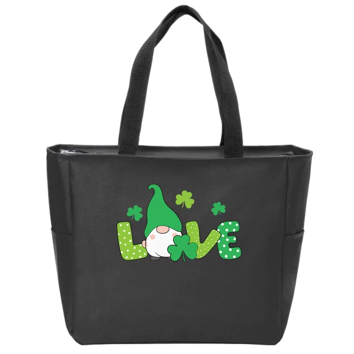 Bleached LOVE St Patricks Day Gnomes Shamrock Zip Tote Bag