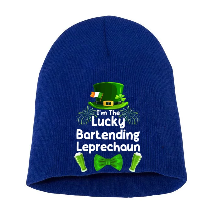 Bartending Leprechaun St Patrick's Day Bartender Cute Gift Short Acrylic Beanie