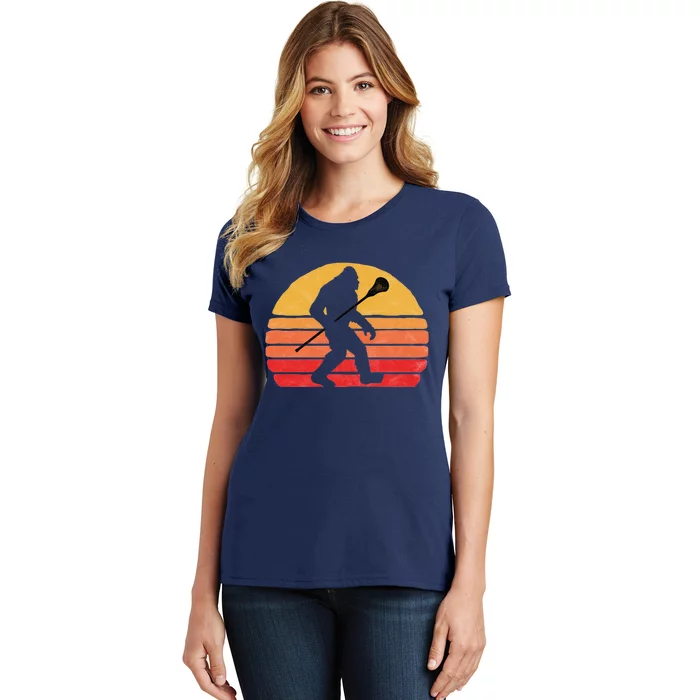 Bigfoot Lacrosse Stick Vintage Surf Sun Funny Lax Gift Women's T-Shirt