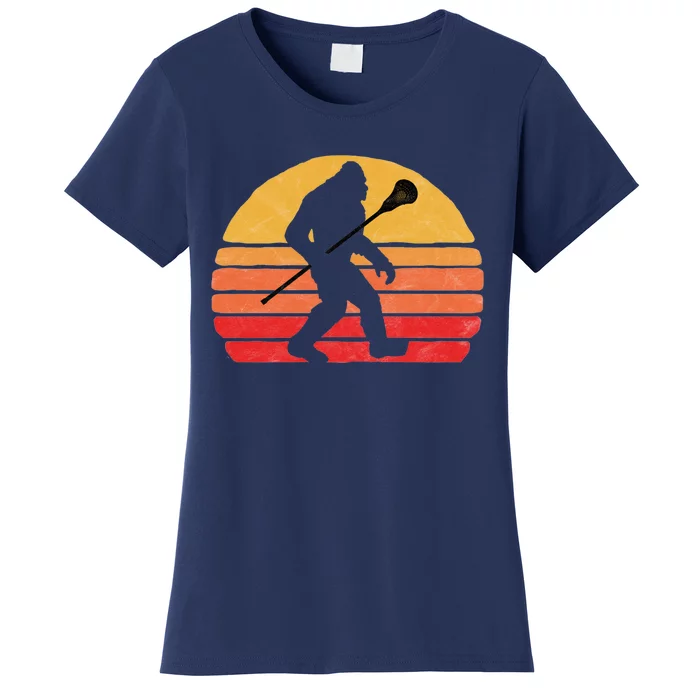 Bigfoot Lacrosse Stick Vintage Surf Sun Funny Lax Gift Women's T-Shirt