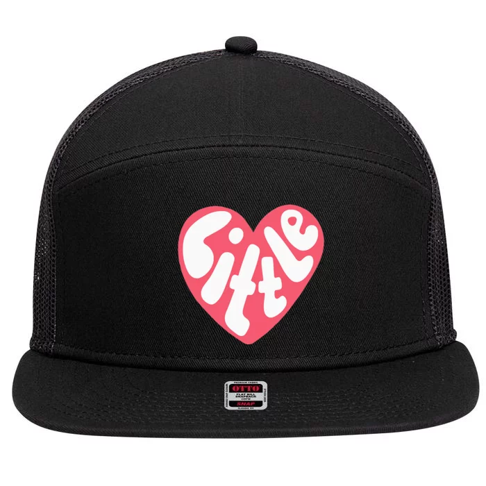 Big Little Sorority Reveal Little Pink Heart 7 Panel Mesh Trucker Snapback Hat