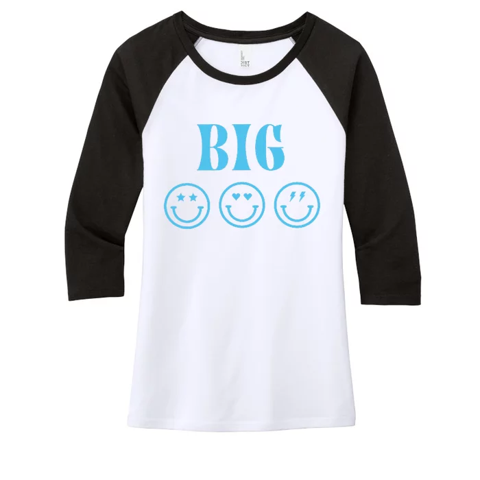 Big Little Sorority Reveal Big Smilies Retro Women's Tri-Blend 3/4-Sleeve Raglan Shirt