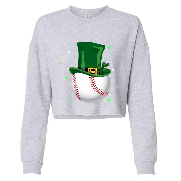 Baseball Leprechaun St Patricks Day Gift Cool Gift Cropped Pullover Crew