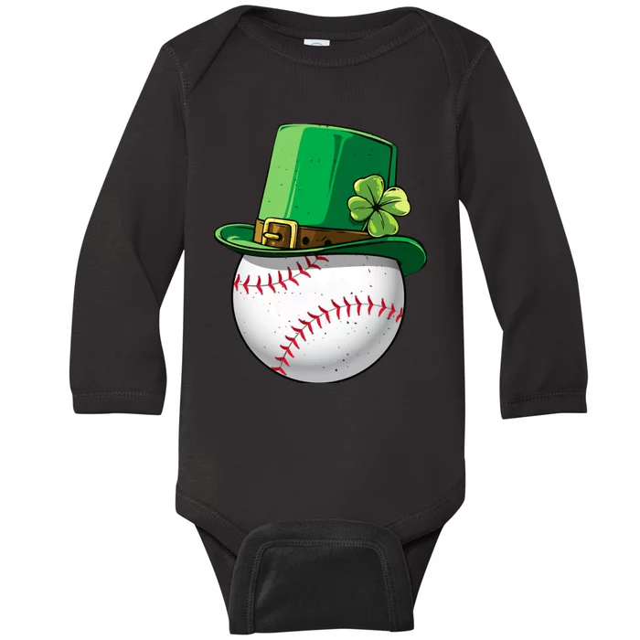 Baseball Leprechaun St Patricks Day Gift For Boy Girl Baby Long Sleeve Bodysuit