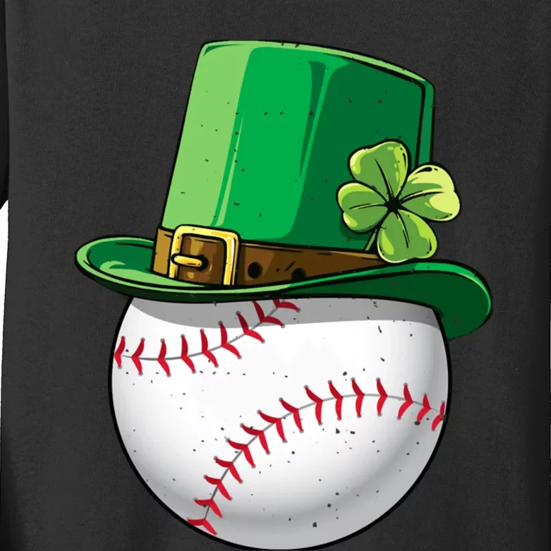 Baseball Leprechaun St Patricks Day Gift For Boy Girl Kids Long Sleeve Shirt