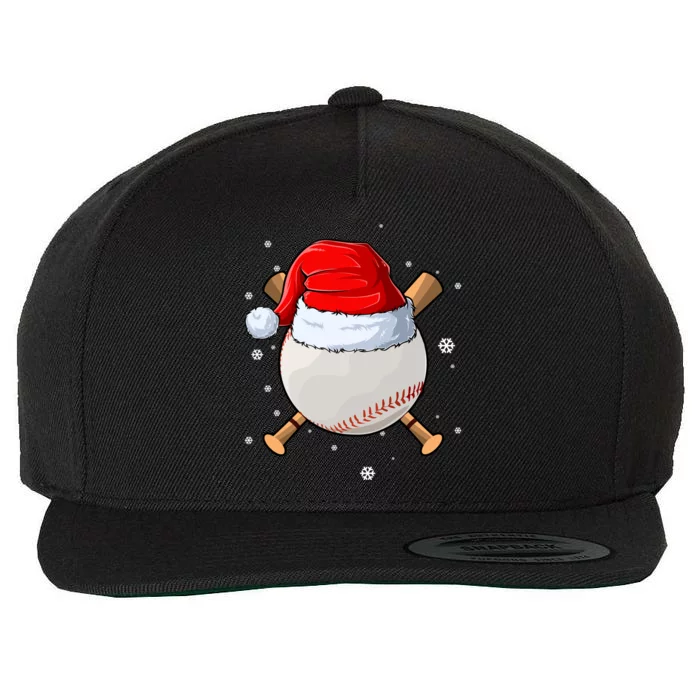 Baseball Lover Santa Christmas Holiday Wool Snapback Cap