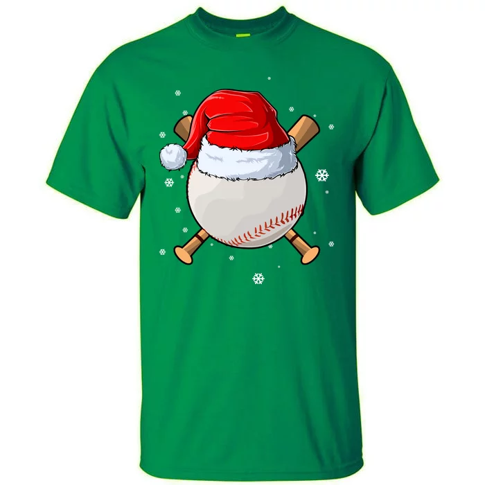 Baseball Lover Santa Christmas Holiday Tall T-Shirt