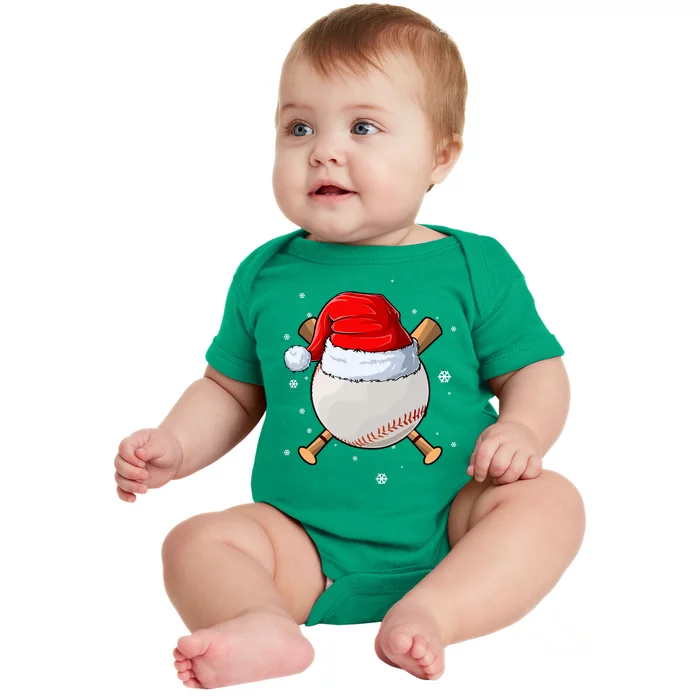 Baseball Lover Santa Christmas Holiday Baby Bodysuit