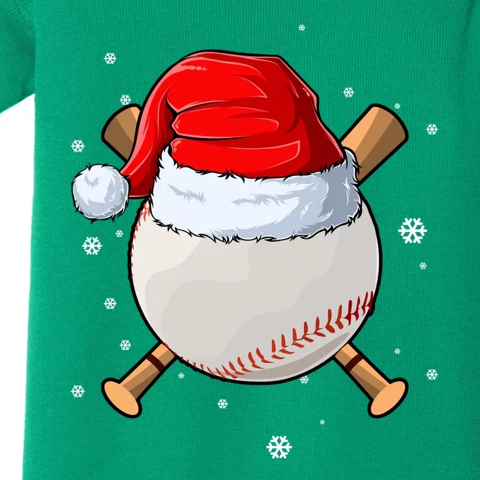 Baseball Lover Santa Christmas Holiday Baby Bodysuit