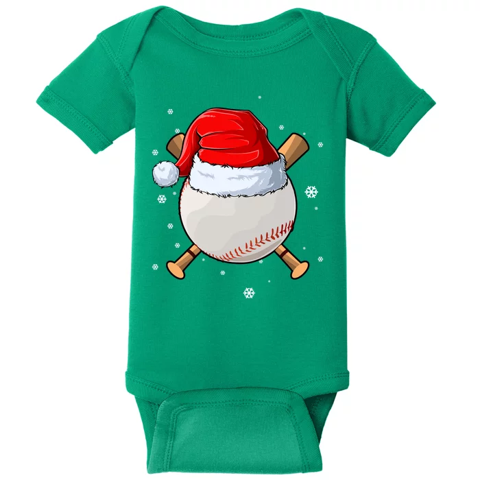 Baseball Lover Santa Christmas Holiday Baby Bodysuit