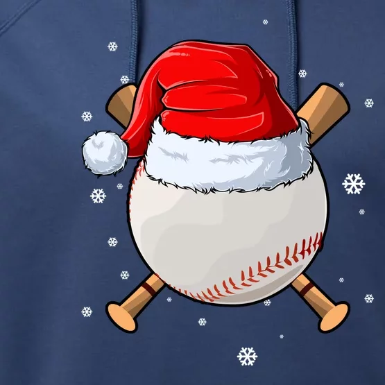 Baseball Lover Santa Christmas Holiday Performance Fleece Hoodie